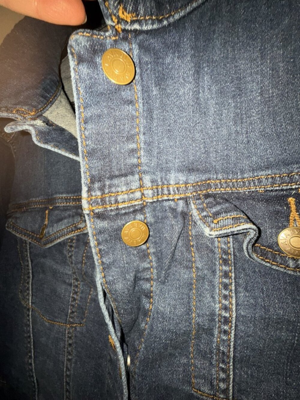 Ava & Viv Jean Jacket Gold-tone Buttons Dark Wash Women's Size 2X - Picture 4 of 11